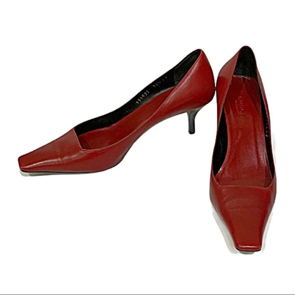 Gucci Shoes Pumps High Heels Red Square Toe Shoes Stunning & Elegant Size 36.5 - Picture 8 of 13